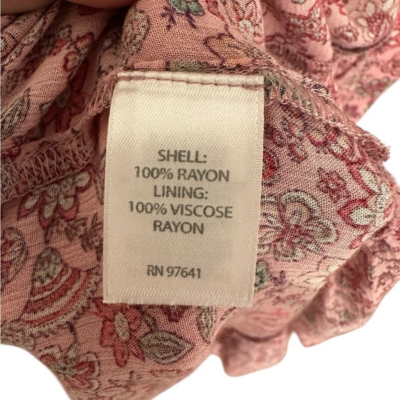 J.Jill Pink Green Floral V-neck Flounced Hem Sleeveless Maxi Dress - Picture 12 of 14